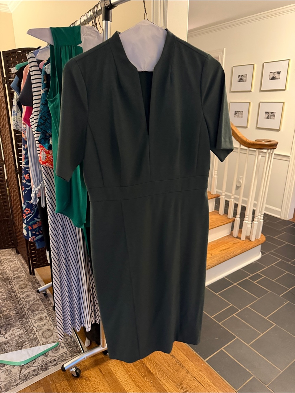 Ann Taylor Dark Green Midi Sheath Dress